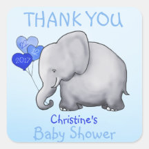 Cute Elephant Blue Boy Baby shower Merci Favoriser