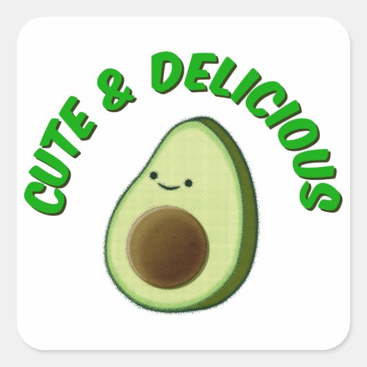Sticker Carré Cute Et Délicieux Avocado (Devant)