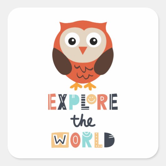 Sticker Carré Cute Exploration Owl (Devant)