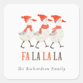Sticker Carré Cute Fa La Red Winter Quacking Christmas Canards (Devant)