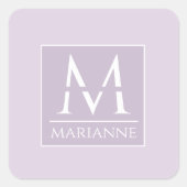 Sticker Carré Cute Feminine Lavender Monogrammé (Devant)