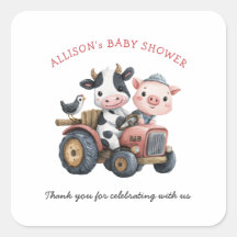 Cute ferme animaux Baby shower de porc de vache
