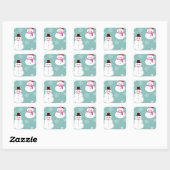 Sticker Carré Cute Festive Winter Pink Frosty Snowman (Feuille)
