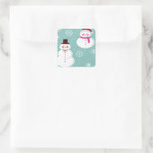 Sticker Carré Cute Festive Winter Pink Frosty Snowman (Sac)