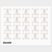 Sticker Carré Cute Floral Seahorse Birthday Party (Feuille)
