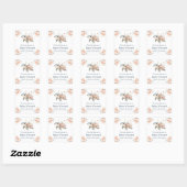Sticker Carré Cute Floral Turtle Baby Shower (Feuille)