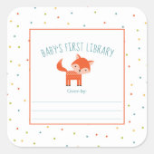 Sticker Carré Cute Fox Baby shower, livres pour bébé (Devant)
