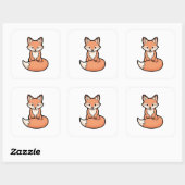 Sticker Carré Cute Fox – Kawaii Illustration (Feuille)