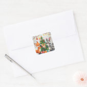 Sticker Carré  Cute Fox, Raccoon, & Bunny Christmas Keepsake (Enveloppe)