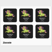 Sticker Carré Cute Frankenstein Unicorn Business (Feuille)