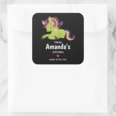 Sticker Carré Cute Frankenstein Unicorn Halloween Kitchen (Sac)
