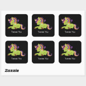 Sticker Carré Cute Frankenstein Unicorn Halloween Merci (Feuille)
