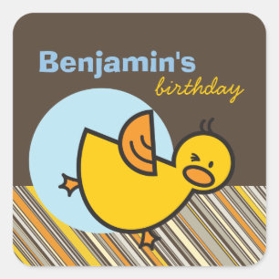 Sticker Carré Cute Fun Duckies Canards Enfants Fête d'anniversai