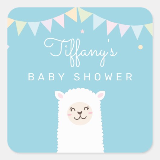 Sticker Carré Cute Funny Llama Momma Fiesta Baby Boy Douche (Devant)