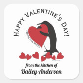 Sticker Carré Cute Funny Penguin Saint-Valentin Geste maison (Devant)
