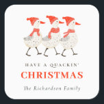 Sticker Carré Cute Funny Red Winter Quacking Christmas Canards<br><div class="desc">Si vous avez besoin d'une personnalisation supplémentaire,  n'hésitez pas à m'envoyer un message sur yellowfebstudio@gmail.com .</div>