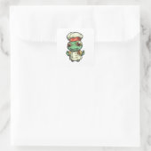 Sticker Carré Cute Funny Turtle Chef adorable Animal Graphic (Sac)