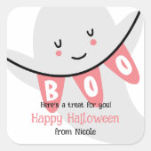 STICKER CARRÉ CUTE GHOST BOO HALLOWEEN KIDS TRAITER (Devant)