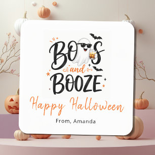 Sticker Carré Cute Ghost Boos et Boissons Halloween