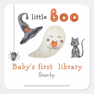 Sticker Carré Cute Ghost - la première bibliothèque du bébé