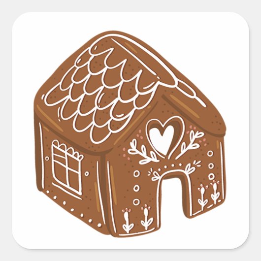 Sticker Carré Cute Gingerbread Maison de vacances Cookie (Devant)