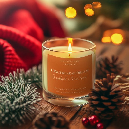 Sticker Carré Cute Gingerbread Man Christmas Candle Label