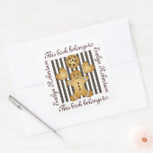 Sticker Carré Cute Gingerbread Man Cookie Plaque de réservation (Enveloppe)