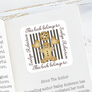 Sticker Carré Cute Gingerbread Man Cookie Plaque de réservation