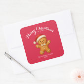 Sticker Carré Cute Gingerbread Man with Santa Hat - (Enveloppe)