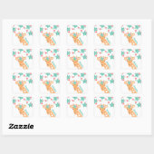 Sticker Carré Cute Giraffe avec Flower Crown Personalised (Feuille)