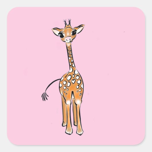Sticker Carré Cute Giraffe drawing, safari animals (Devant)