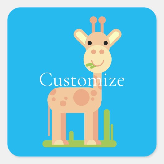 Sticker Carré Cute Giraffe Munching Thunder_Cove (Devant)