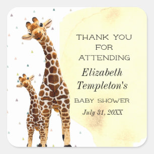 Sticker Carré Cute Giraffe Safari Baby shower Genre Neutre
