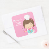 Sticker Carré Cute Girl Chef Cuisine Baking Anniversaire (Enveloppe)