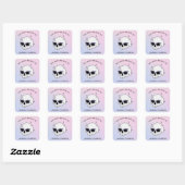 Sticker Carré Cute Girly Skull Glasses Tendance Gradient Plaque  (Feuille)