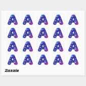 Sticker Carré Cute Glossy Space Alphabet Letter A – Galaxy Theme (Feuille)