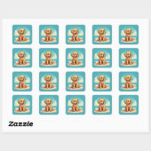 Sticker Carré Cute Golden Puppy at Sunny Beach Scene (Feuille)