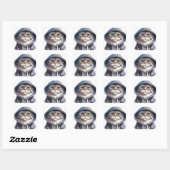 Sticker Carré Cute Gray et blanc Tabby Chat Portant un Sweat - s (Feuille)