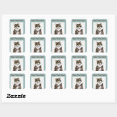 Sticker Carré Cute Gray Kitty Tabby Chat (Feuille)