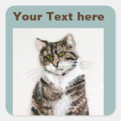 Sticker Carré Cute Gray Kitty Tabby Chat (Devant)