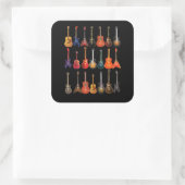 Sticker Carré Cute Guitar Rock and Roll Musical Instruments (Sac)