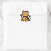 Sticker Carré Cute Halloween Chat Devil (Sac)