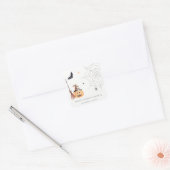 Sticker Carré Cute Halloween Pumpkin Toile d'araignée Baby Showe (Enveloppe)