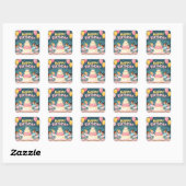 Sticker Carré Cute Happy Birthday ballerina theme (Feuille)
