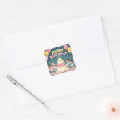 Sticker Carré Cute Happy Birthday ballerina theme (Enveloppe)