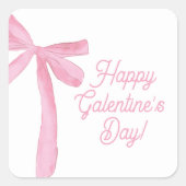 Sticker Carré Cute Happy Galentine's day Pink Ribbons Bows (Devant)