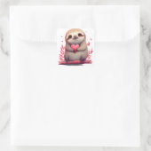 Sticker Carré Cute Heart Sloth Saint-Valentin (Sac)