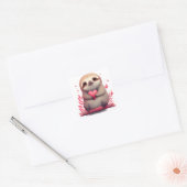Sticker Carré Cute Heart Sloth Saint-Valentin (Enveloppe)