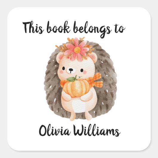 Sticker Carré Cute Hedgehog appartient à (Devant)