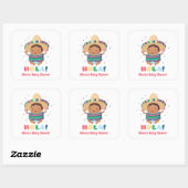 Sticker Carré Cute Hola Mexican Boy Fiesta Baby shower (Feuille)